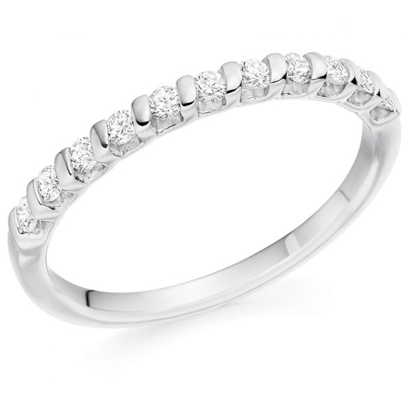 18 carat white gold diamond bar set wedding ring