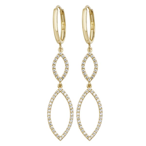 9 carat yellow gold double marquise shape earrings