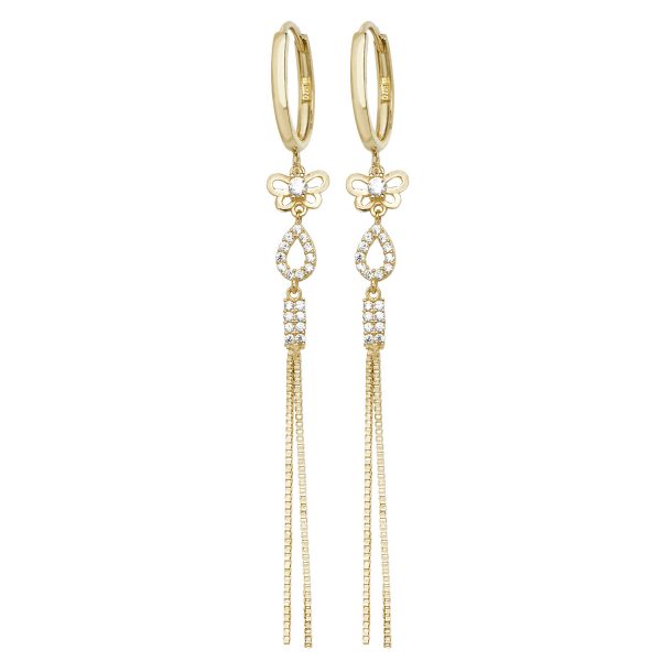 9 carat yellow gold three design drop earrings