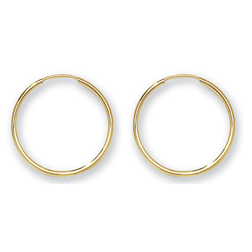 9 carat yellow gold sleeper earrings 18mm