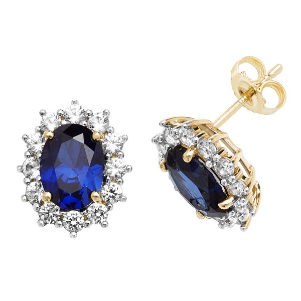 9 carat gold created sapphire earrings