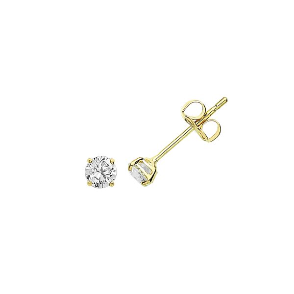 9 carat yellow gold cz stud earrings