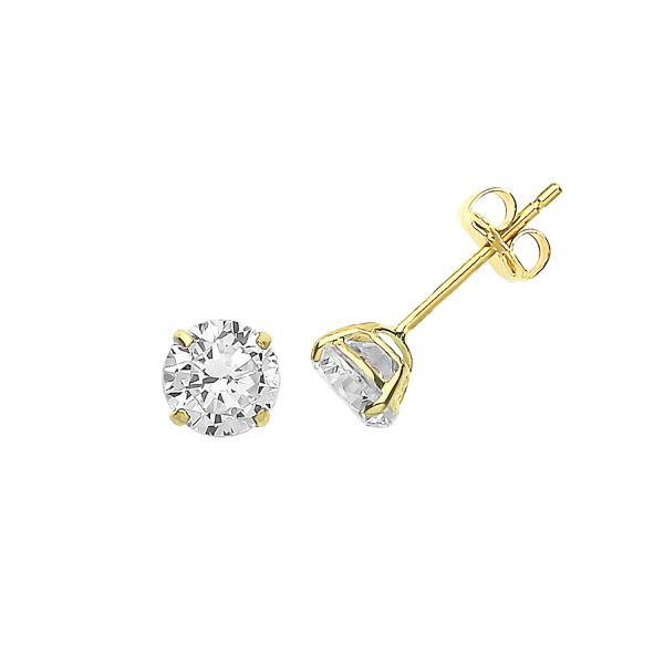 9 carat yellow gold 5mm cz earrings