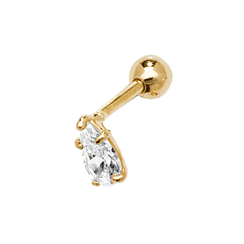 9 carat yellow gold pear cz cartilage earring