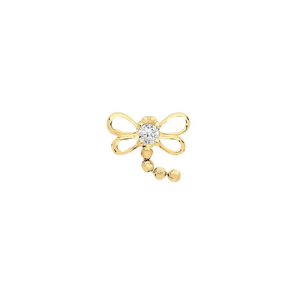 9 carat yellow gold dragonfly cartilage earring