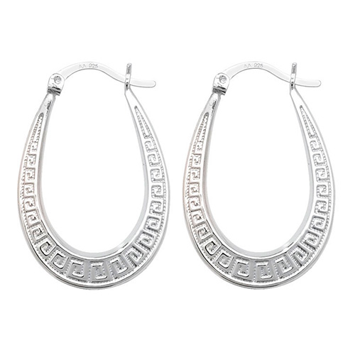 sterling silver oval creole earrings