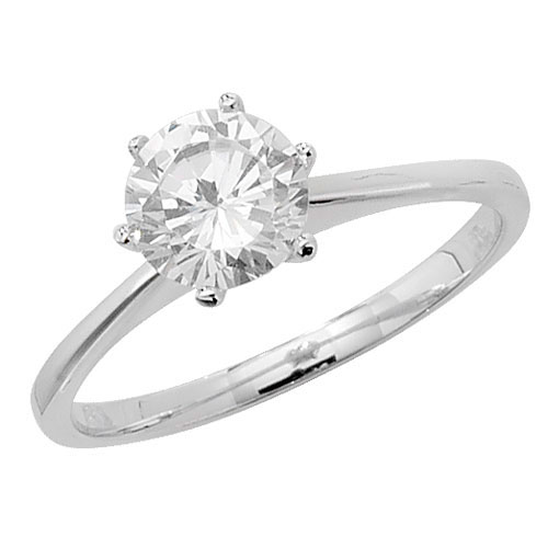 silver solitaire cz ring