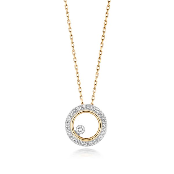9 carat yellow gold circle diamond pendant