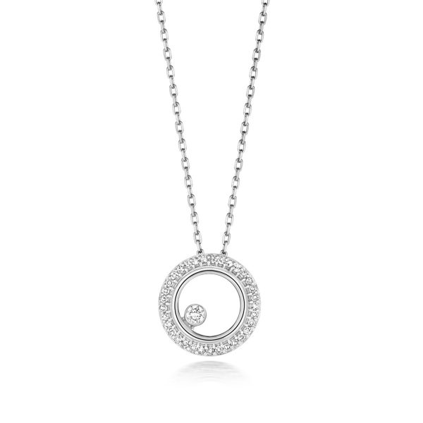 9 carat white gold diamond circle pendant