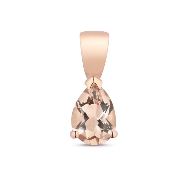 9 carat rose gold pear shape morganite pendant