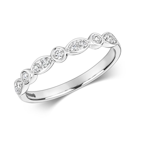 18 grata white gold diamond half eternity ring