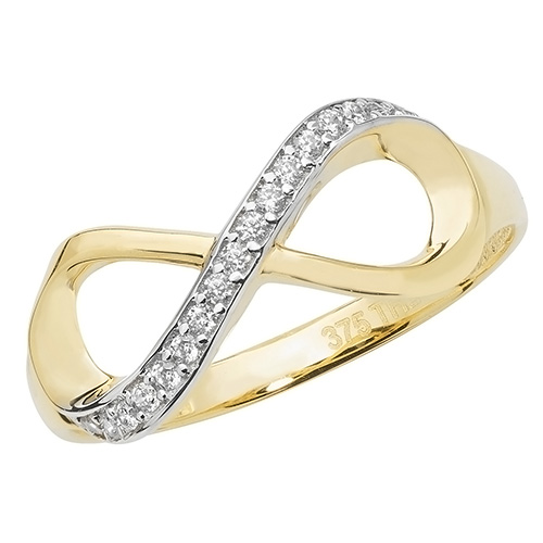 9 carat gold infinity cz ring