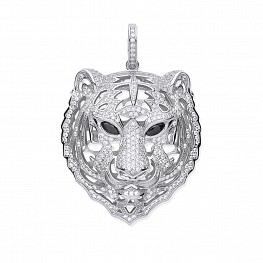 sterling silver cubic zirconia tiger head pendant