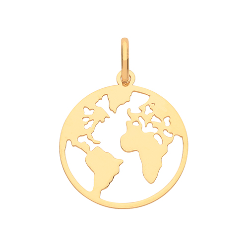 9 carat yellow gold globe world pendant