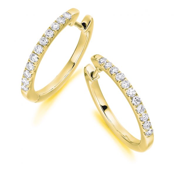 9 carat yellow gold diamond hoop earrings