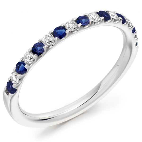 white gold sapphire and diamond eternity ring