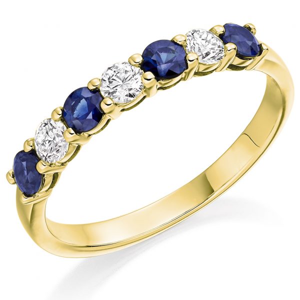 18 carat yellow gold sapphire and diamond eternity ring
