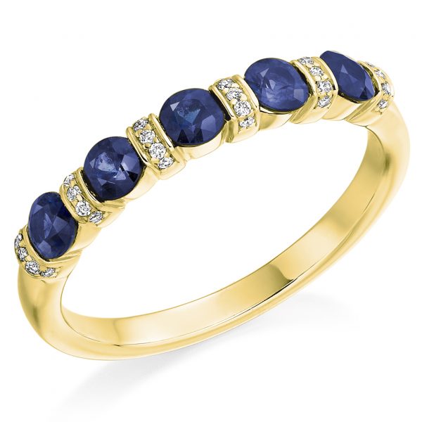 18 carat yellow gold sapphire and diamond eternity ring