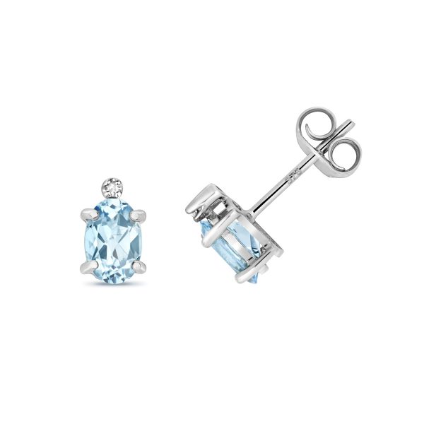 9 carat white gild diamond and aquamarine earrings