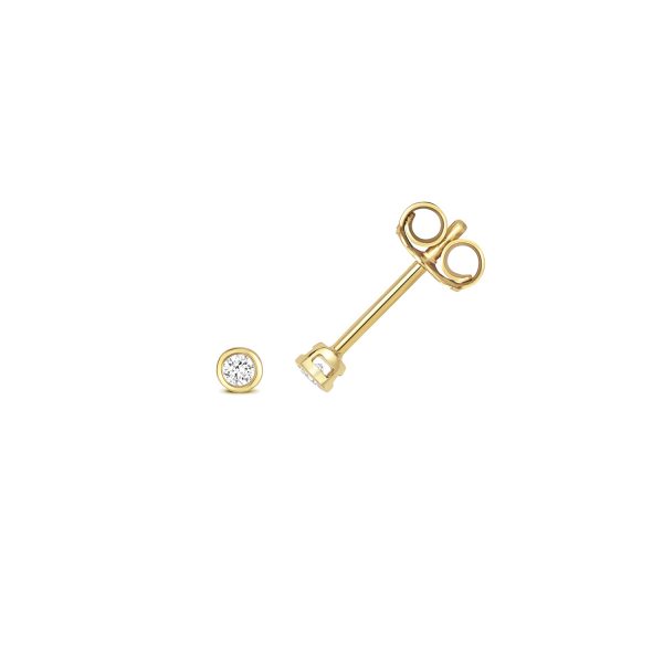 9 carat gold diamond rub over stud earrings