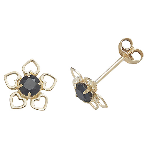 9 carat gold sapphire flower earrings