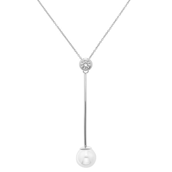 sterling silver freshwater pearl and cubic zirconia pendant and chain