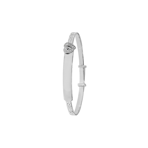sterling silver baby bangle cz heart design