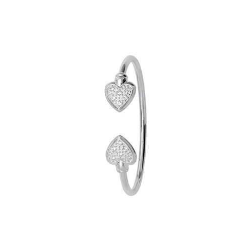 sterling silver double cz heart torque baby bangle