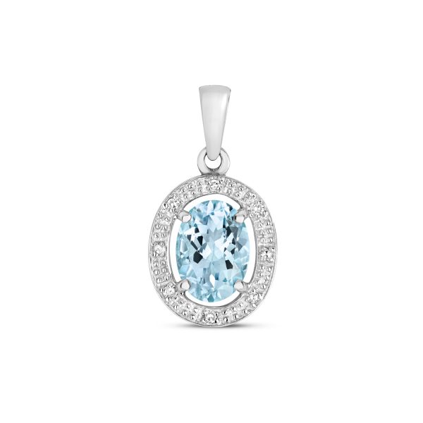 9 carat white gold aquamarine and diamond pendant