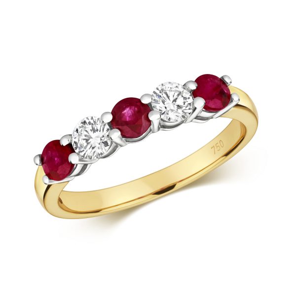 18 carat yellow gold ruby and diamond eternity ring