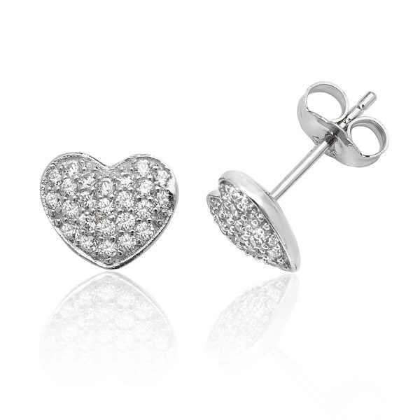 sterling silver heart cz earrings