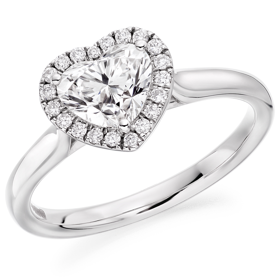 Heart Cut Diamond Halo Engagement Ring - Northumberland Goldsmiths