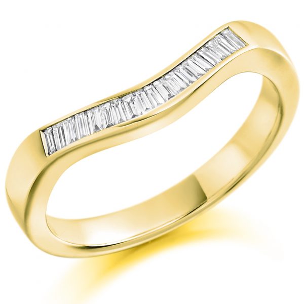 9 carat yellow gold baguette diamond eternity ring