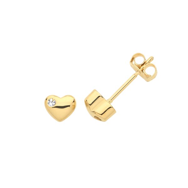 9 carat yellow gold heart shape cz set earrings