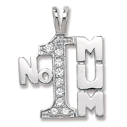 sterling silver cz number one mum pendant
