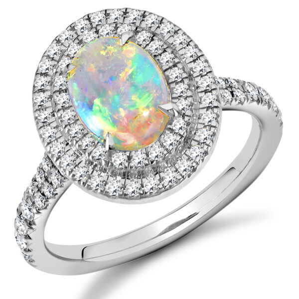 amazing opal and diamond cluster ring