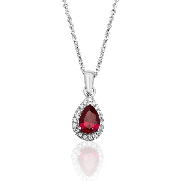silver red and white cz pendant and necklace