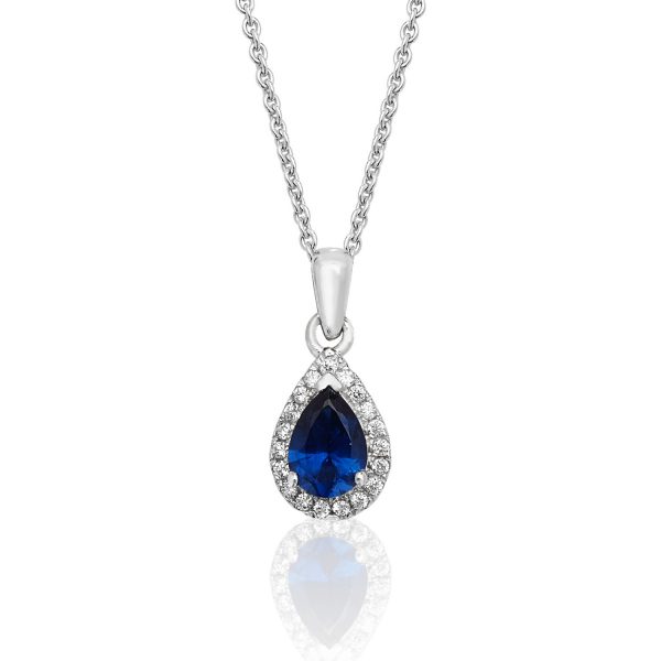 silver blue and white cz pendant and chain