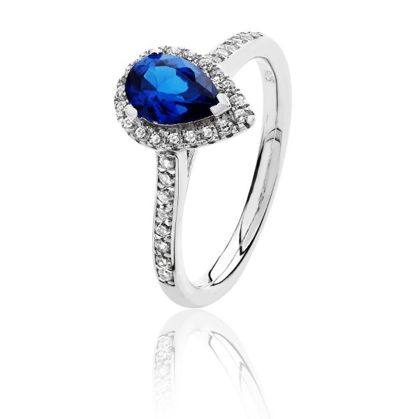 sterling silver blue and white cubic zirconia ring