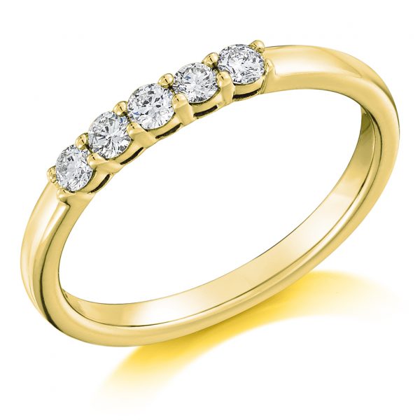 9 carat yellow gold diamond five stone eternity ring