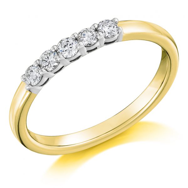 9 carat white and yellow gold diamond five stone ring