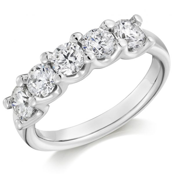 9 carat white gold diamond eternity ring five stone