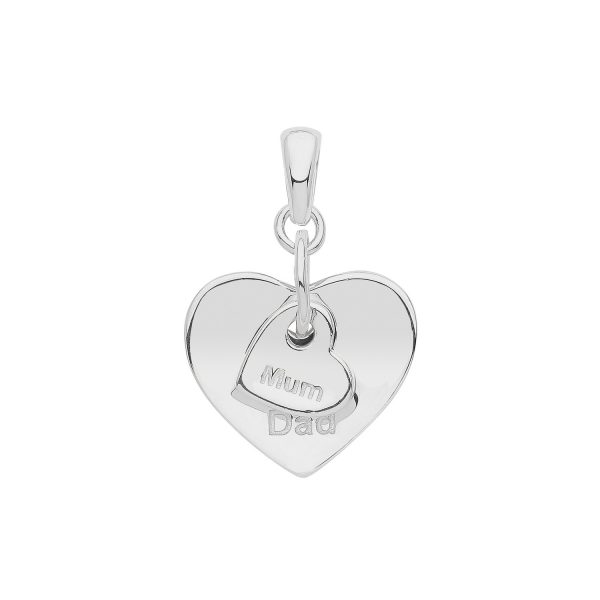 mum and dad silver pendant