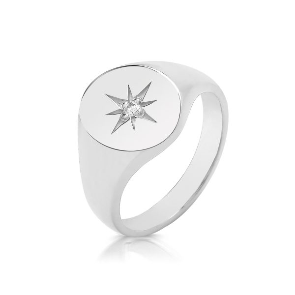 sterling silver stone set signet ring