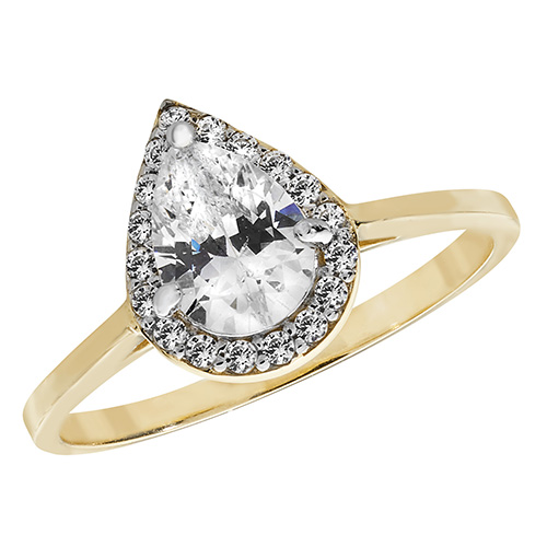 9ct pear cz ring
