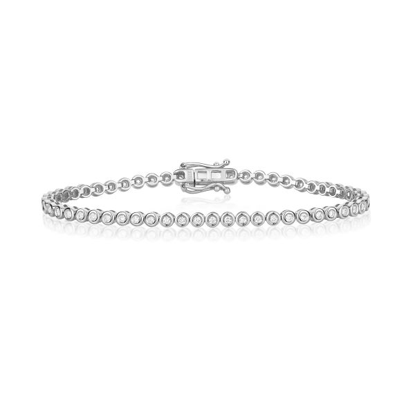 9 carat white gold diamond line tennis bracelet