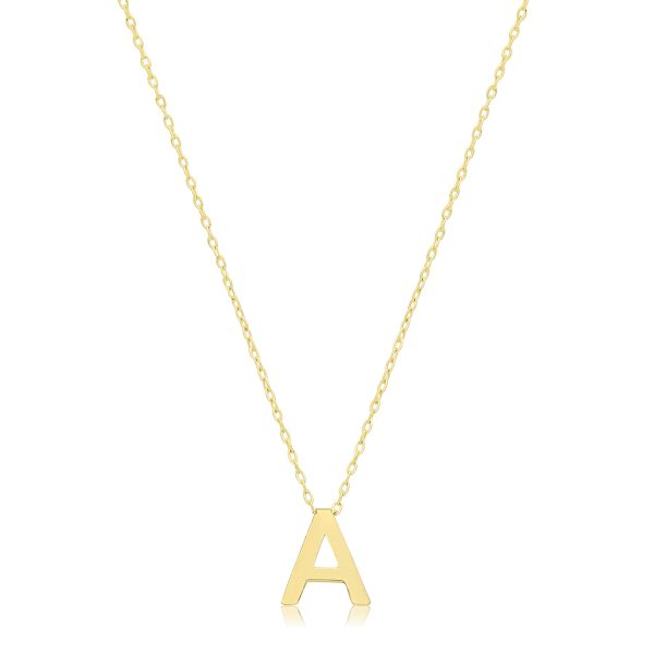 9 carat yellow gold initial pendant and chain necklace
