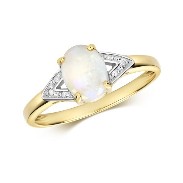 9 carat yellow gold opal and diamond ring