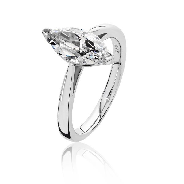 silver marquise cz ring