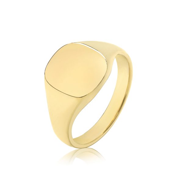 9 carat yellow gold cushion shape signet ring